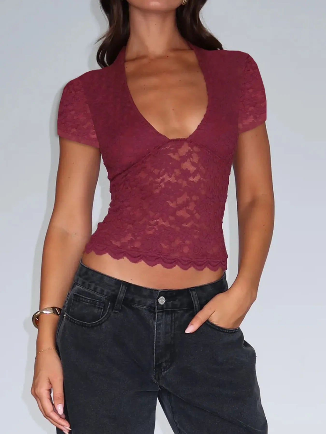 Lace Short Sleeve T-Shirt