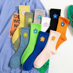 Cartoon Embroidery Flower Socks