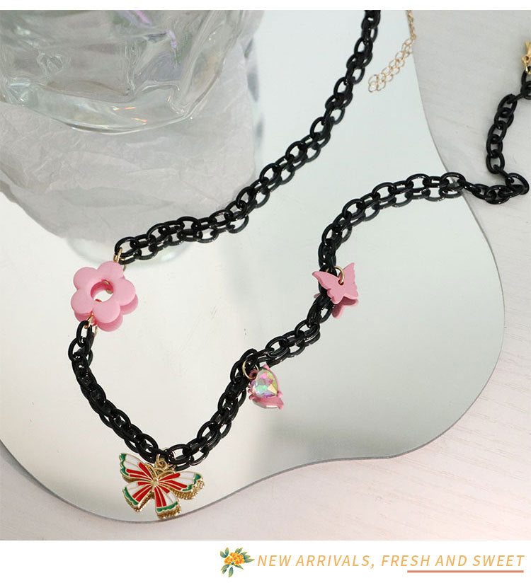 Cute Flower Butterfly Necklace