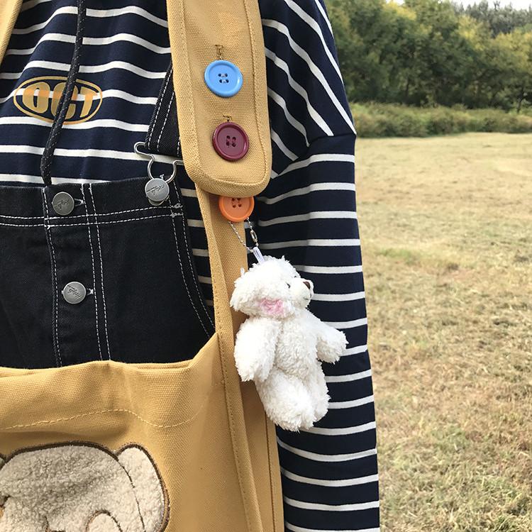 Double-Sided Embroidered Bear Shoulder Bag