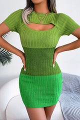 Cutout Short Sleeve Sweater Dress