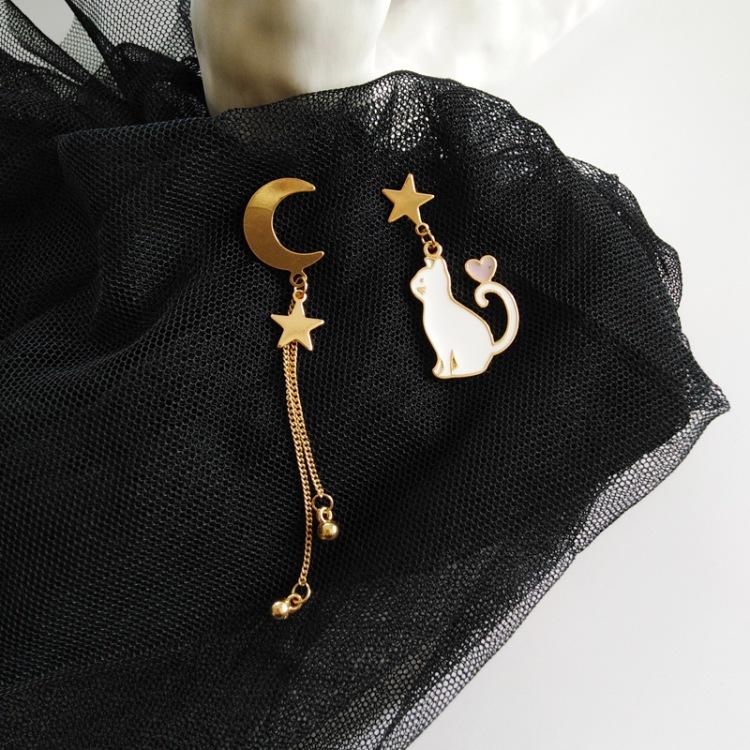 Cute Cat Star Moon Earrings