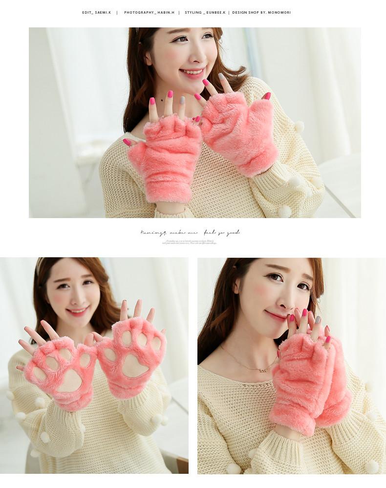 Christmas Cartoon Paw Plush Gloves