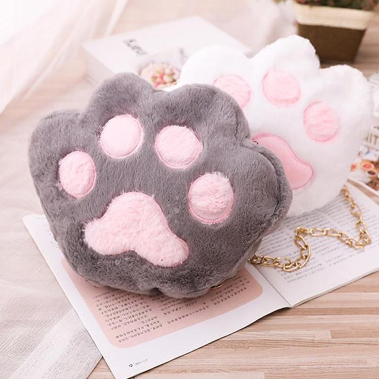 Cat Paw Plush Chain Bags