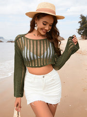 Openwork Long Sleeve Cover-Up
