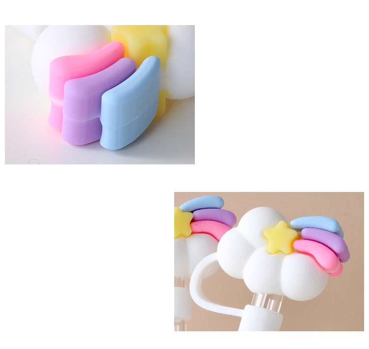 2pcs Rainbow Shaped Straw Dust Cap