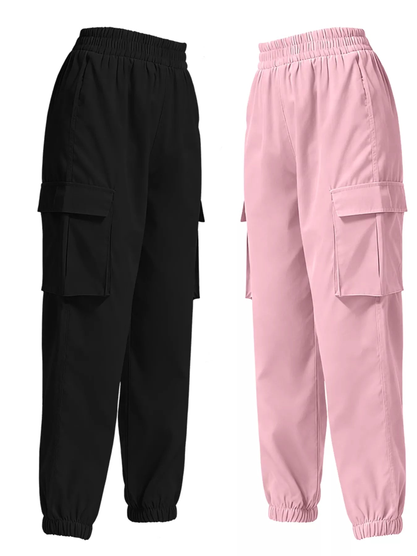 2 Piece Elastic Waist Cargo Pants