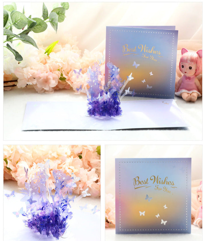 Crystal Flower Butterfly 3D Greeting Card