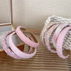 Romantic Pink Tweed Knit Headband