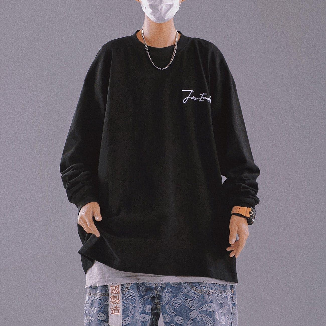 Solid Color Embroidery Sweatshirt