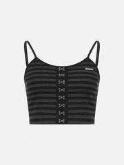 Dark Single-breasted Buckled Striped Vest
