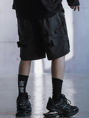 Dark Mechanical Print Cargo Shorts