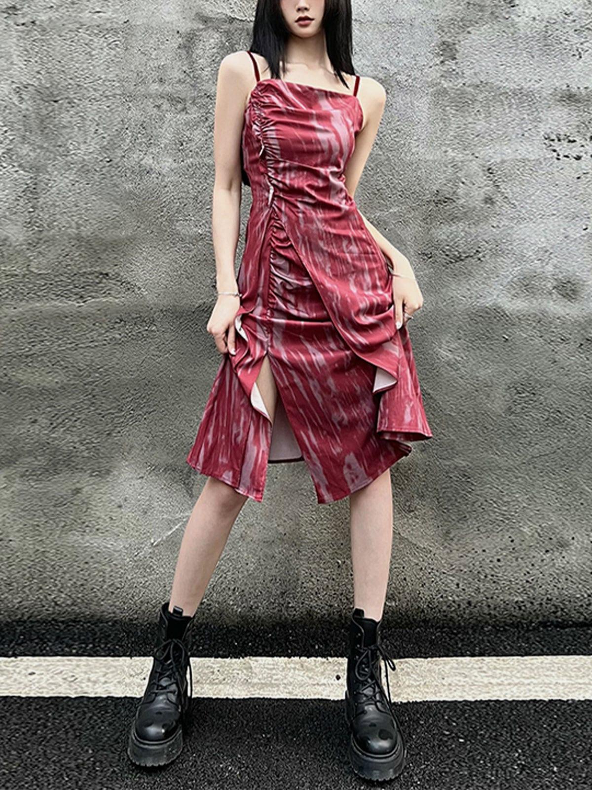 Tie-dye Pleated Slip Dress