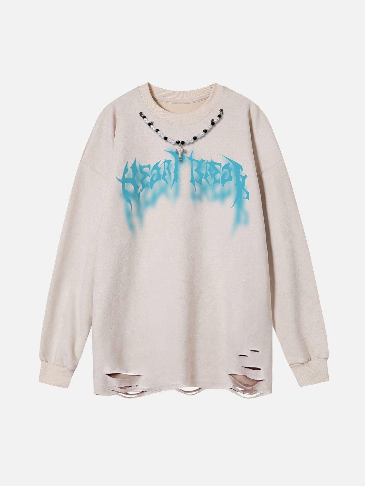 Fuzzy Letters Cut Sweatshirt