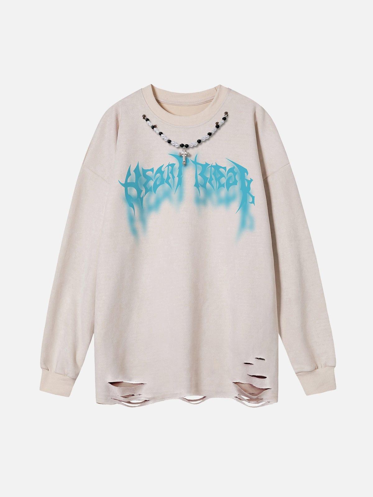 Fuzzy Letters Cut Sweatshirt