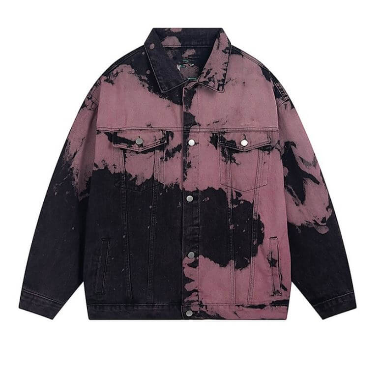 Tie Dye Emo Aesthetic Denim Collar Jacket