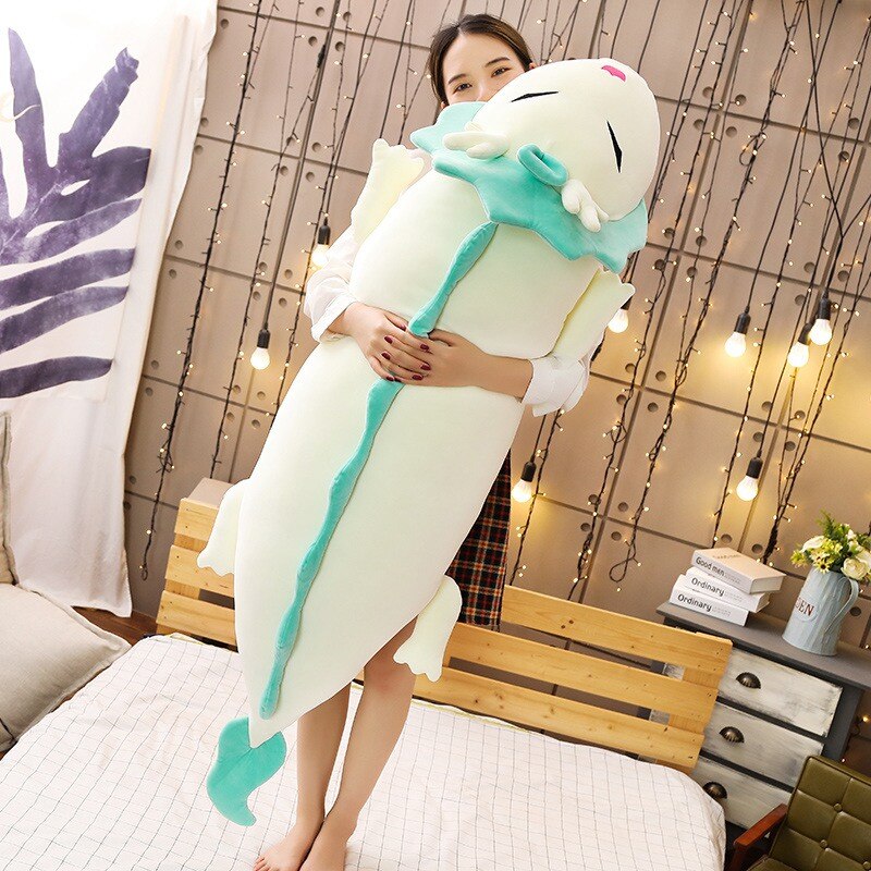 90cm/130cm Cute Long Dragon Plush Toy Soft Cartoon Animal Three Colors Dinosaur Stuffed Doll Sleeping Pillow Cushion Best Gifts