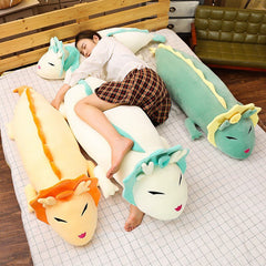 90cm/130cm Cute Long Dragon Plush Toy Soft Cartoon Animal Three Colors Dinosaur Stuffed Doll Sleeping Pillow Cushion Best Gifts