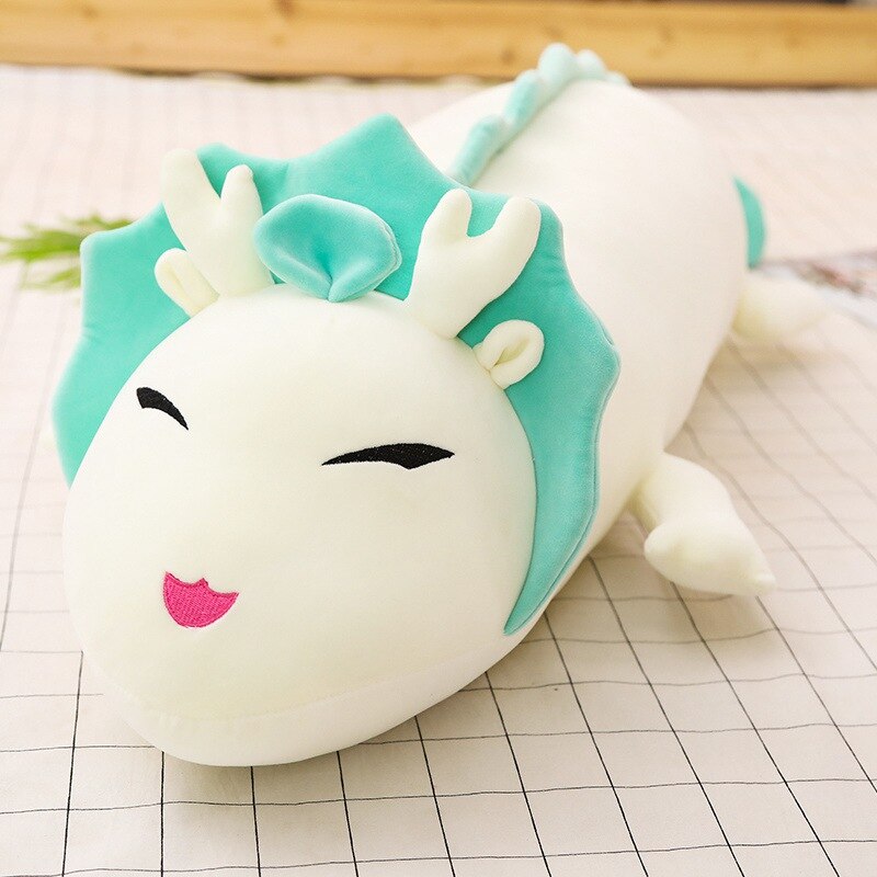 90cm/130cm Cute Long Dragon Plush Toy Soft Cartoon Animal Three Colors Dinosaur Stuffed Doll Sleeping Pillow Cushion Best Gifts