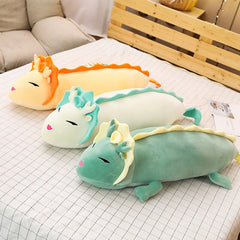 90cm/130cm Cute Long Dragon Plush Toy Soft Cartoon Animal Three Colors Dinosaur Stuffed Doll Sleeping Pillow Cushion Best Gifts