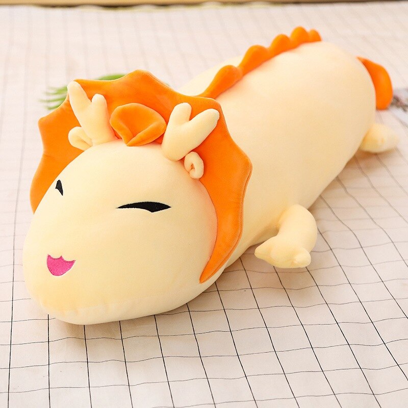 90cm/130cm Cute Long Dragon Plush Toy Soft Cartoon Animal Three Colors Dinosaur Stuffed Doll Sleeping Pillow Cushion Best Gifts