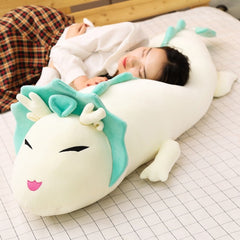 90cm/130cm Cute Long Dragon Plush Toy Soft Cartoon Animal Three Colors Dinosaur Stuffed Doll Sleeping Pillow Cushion Best Gifts