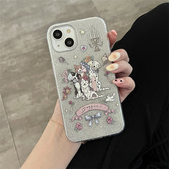 Cute Glitter Four Bouquet Puppies Phone Case