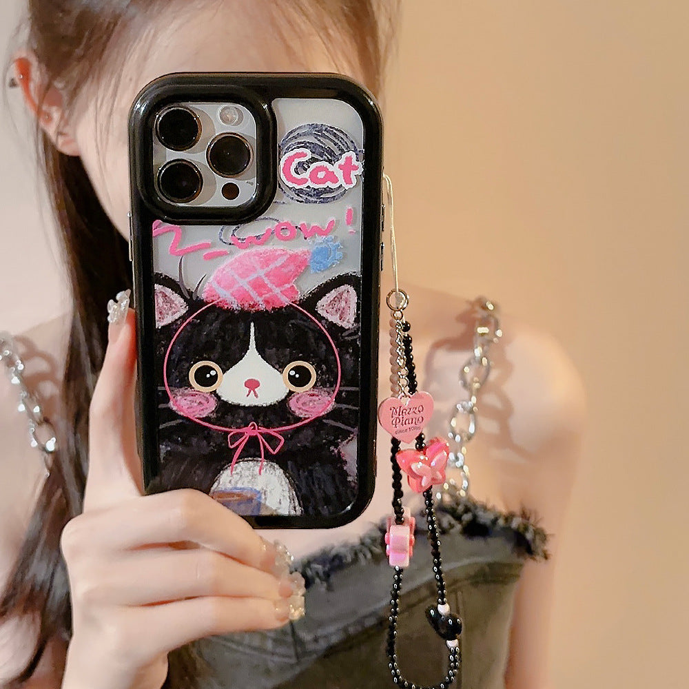 Black Pink Graffiti Cat Bracelet Phone Case