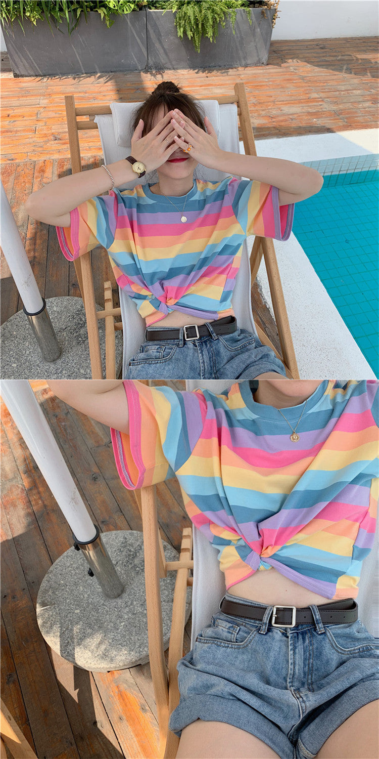 Summer Rainbow Stripes Tee