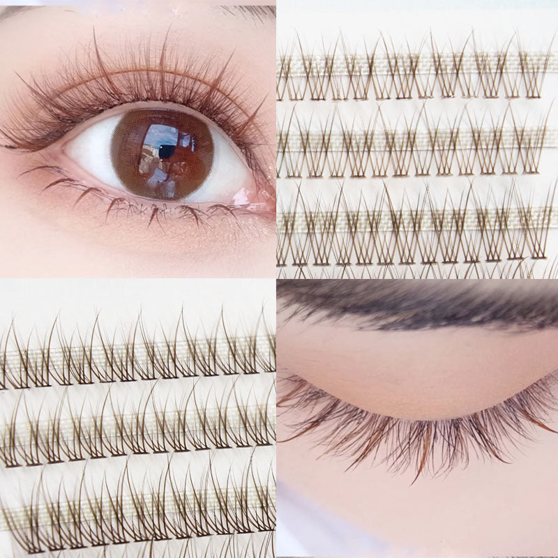 Caramel Brown Fishtail False Eyelashes Set