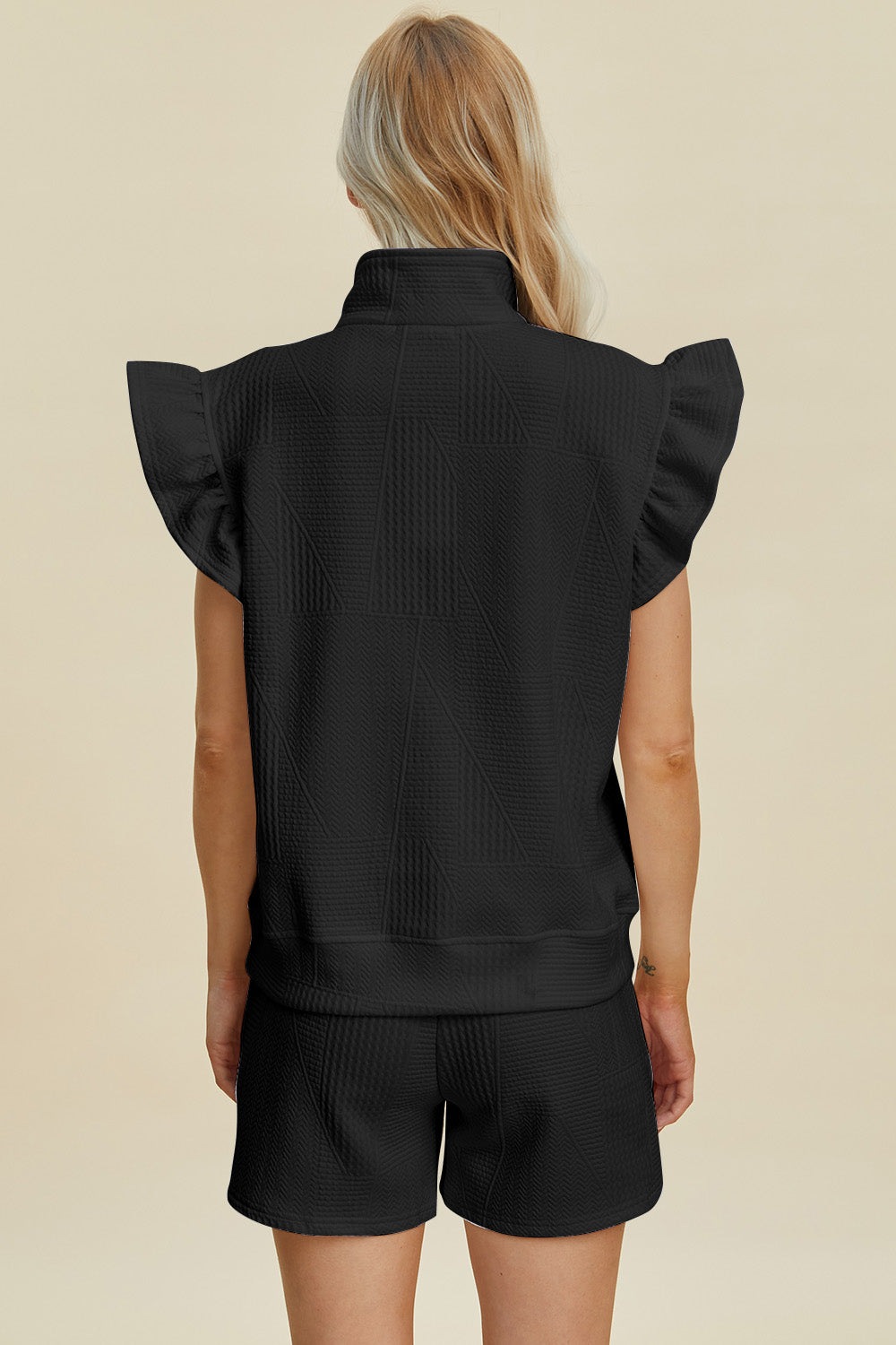 Full Size Texture Sleeveless Top and Shorts Set