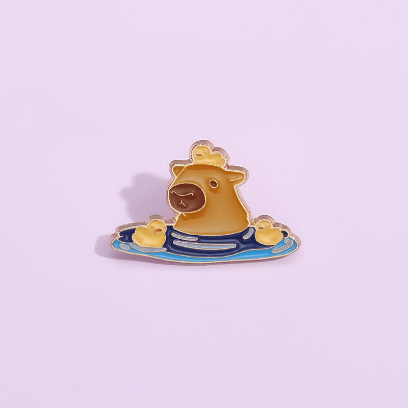 Cute Bathing Capybara-Shaped Pins