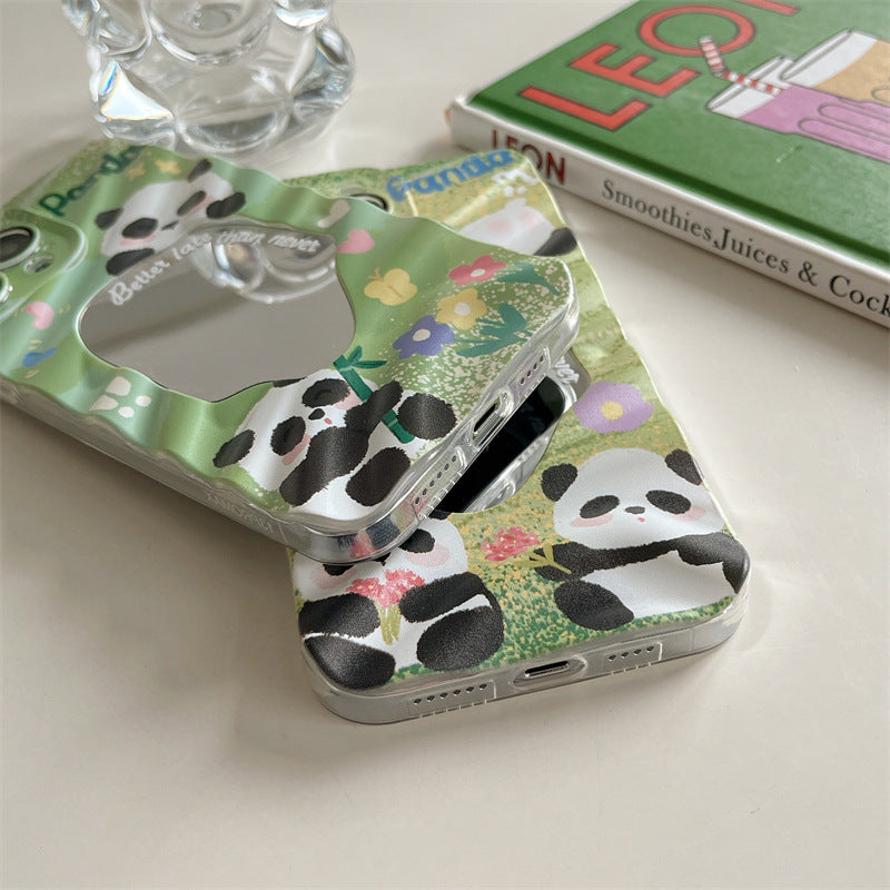 Mirror Green Panda Flowers Phone Case