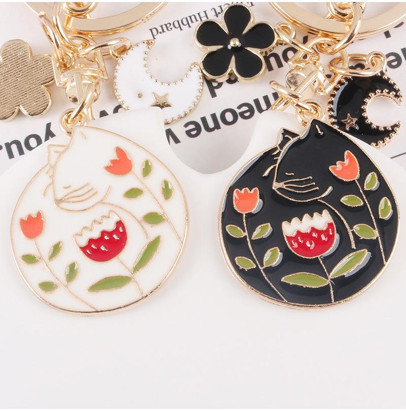 Cat Moon Flower Keychain