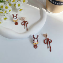 Cartoon Color Contrast Bunny Earrings