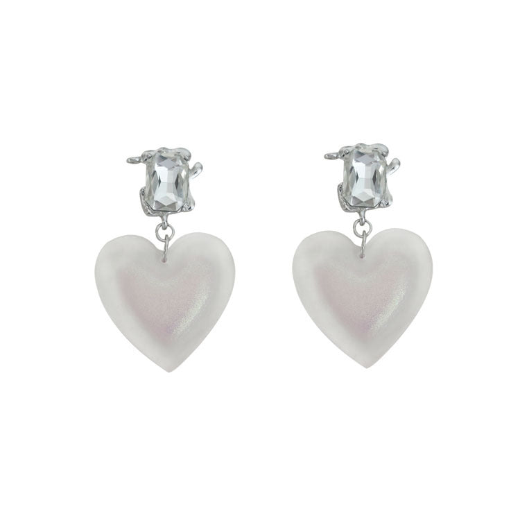 Jelly White Double Heart Earrings