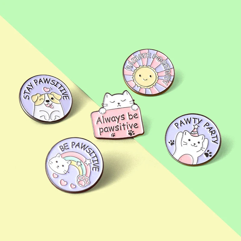 Cartoon Round Cat Claw Pins