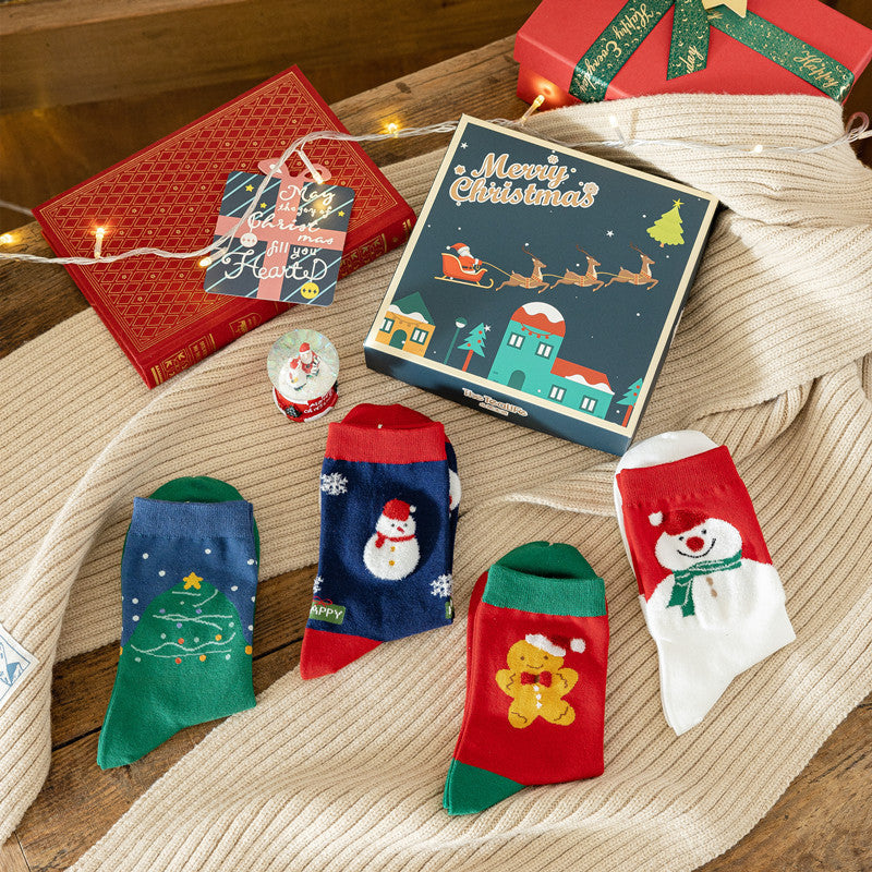 Cute Cartoon Christmas Gift Box Socks