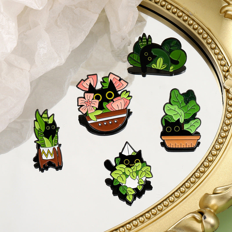 Cartoon Flowers Green Leaves Pins