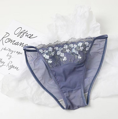 French Sexy Lace Embroidered Flower Lingerie Set