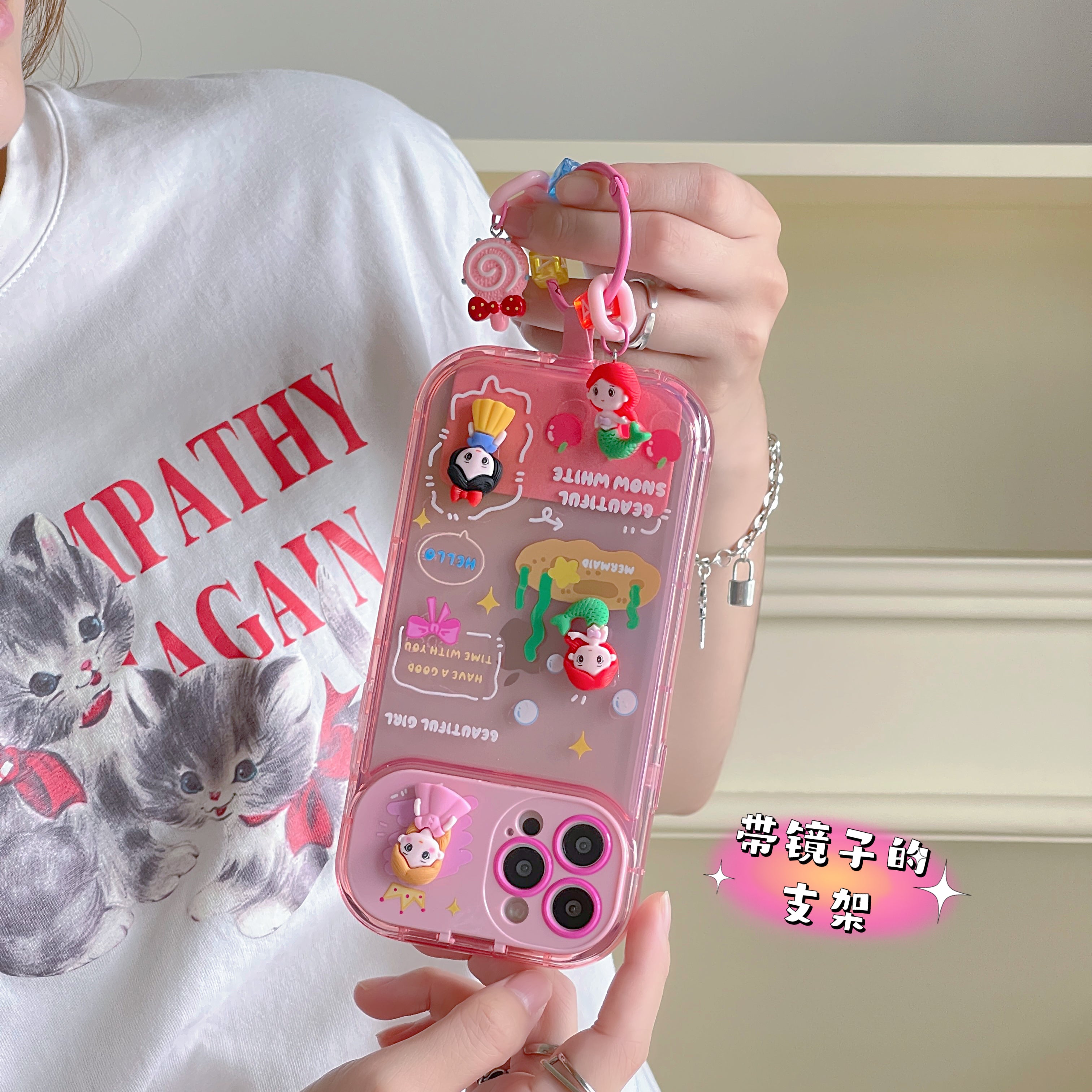 Kawaii Princess Flip Mirror Stand Phone Case