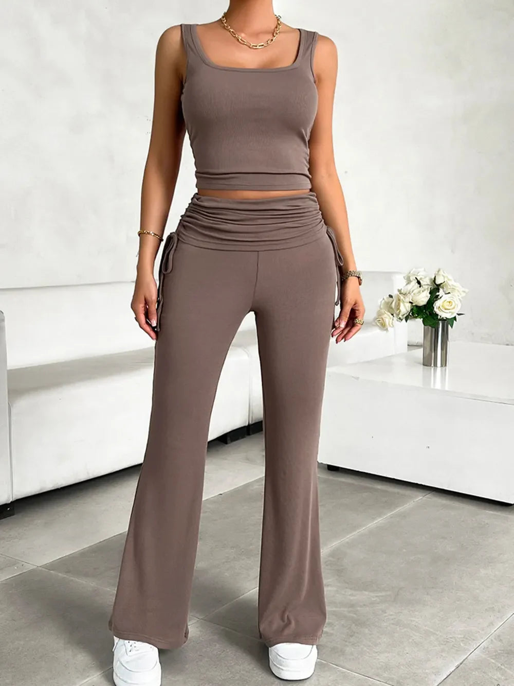 Devine Square Neck Top and Pants Set