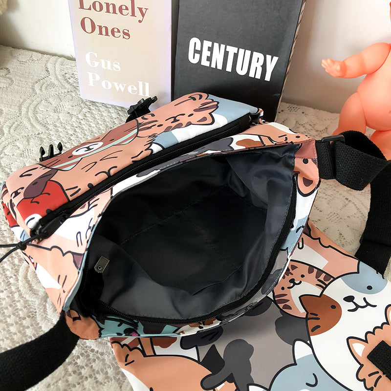 Funny Personality Cartoon Cat Messenger Bag