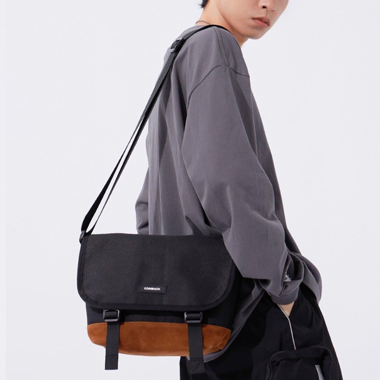 Combat Patchwork PU Buckle Messenger Bag