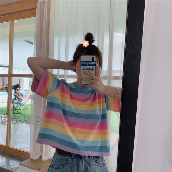 Summer Rainbow Stripes Tee