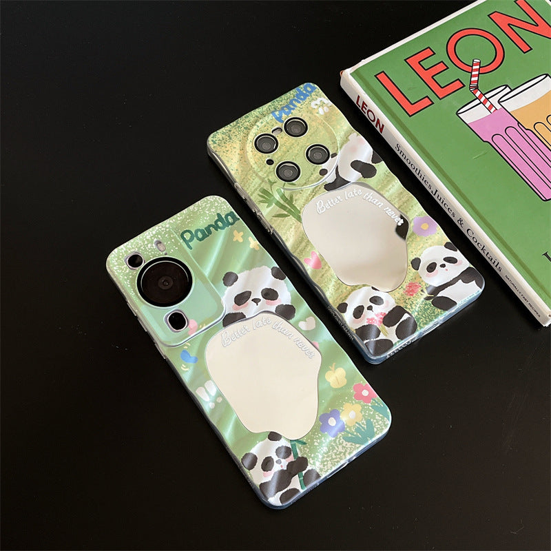 Mirror Green Panda Flowers Phone Case