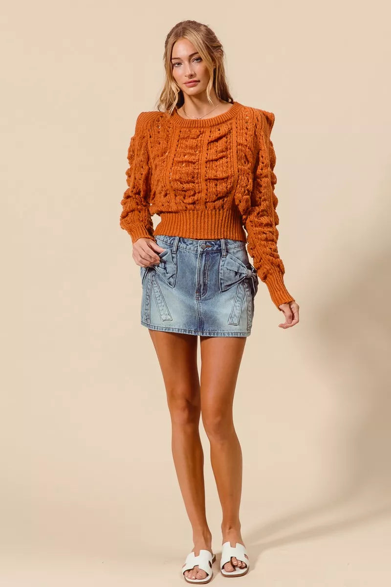 Bow Knot Pocket Denim Mini Skirt