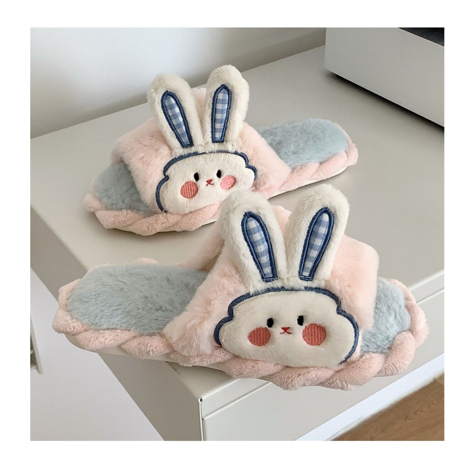 Cute Bunny Ears Plush Slippers