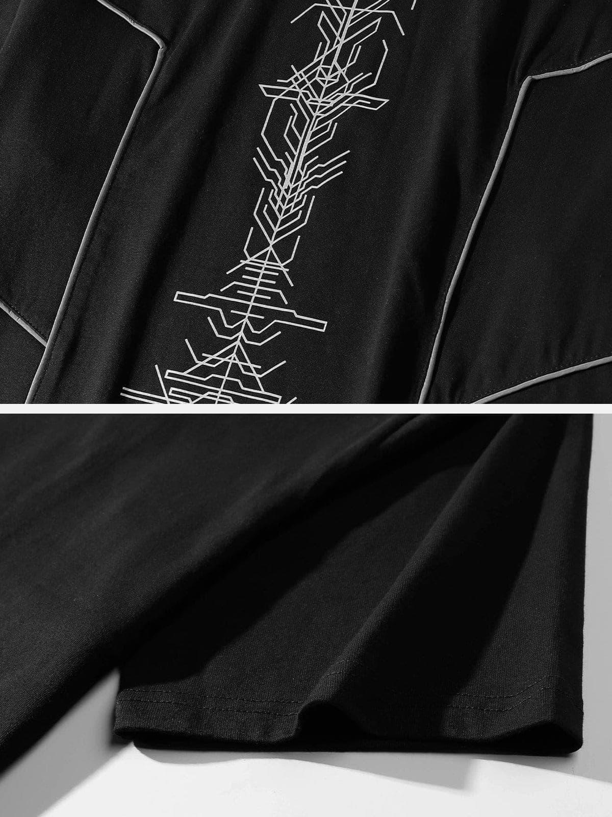 Functional Reflective Strip Print Cotton Tee