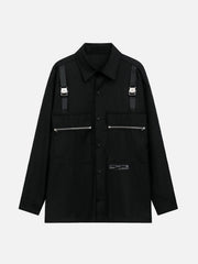 Big Pocket Zip Up Long Sleeve Shirt